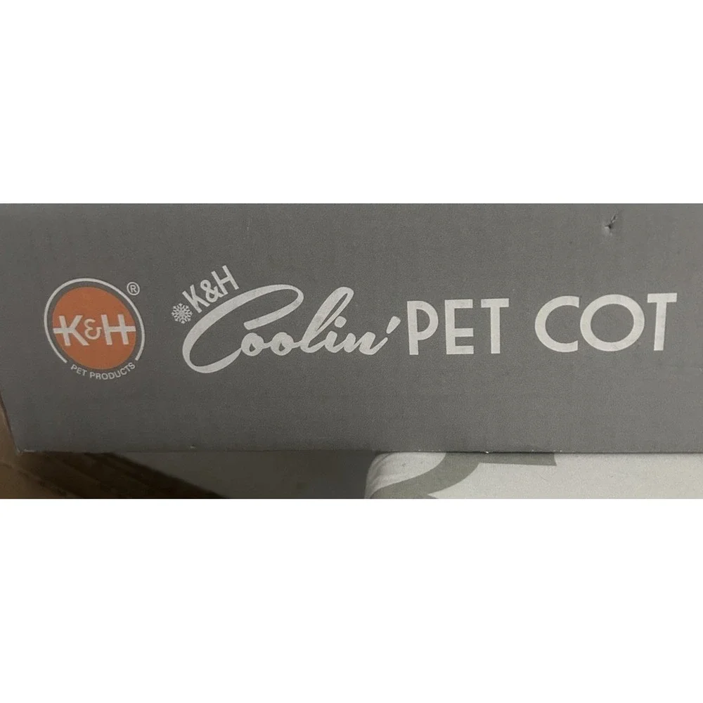 K&H Pet Products Coolin' Pet Cot Elevated Pet Bed Gray/Blue Large 42 X 30 X 7 In